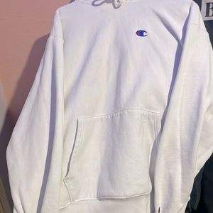 White Hooded Small (unisex) Champion Sweater.